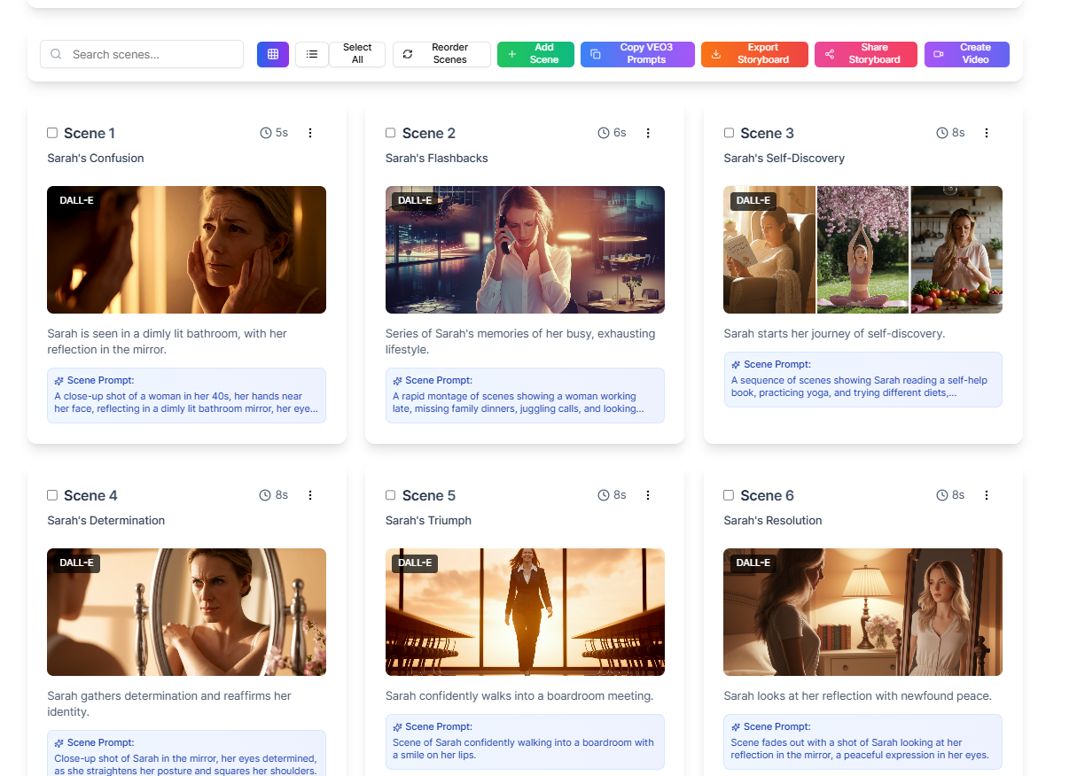 Story Flow AI Storyboard Creation Interface - Professional Storyboard Frames